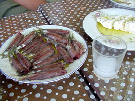 Sardeles pastes at Aglaias's in Xidera, Lesvos