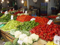 greek food, vegetables at the central market